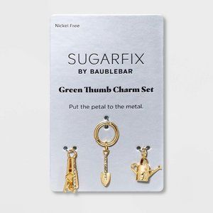 NWT SUGARFIX by BaubleBar Garden Tool Bracelet Charm 3pc Green Thumb Set in Gold